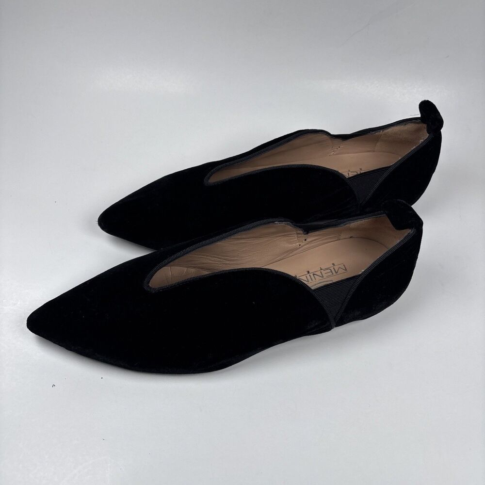 Menina Black Velvet Pointed Toe Smoking Slipper Flats Women’s Elegant Loafers 37 - Picture 14 of 16